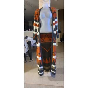 Lucky Western Woven Duster Vest Long Striped Maxi